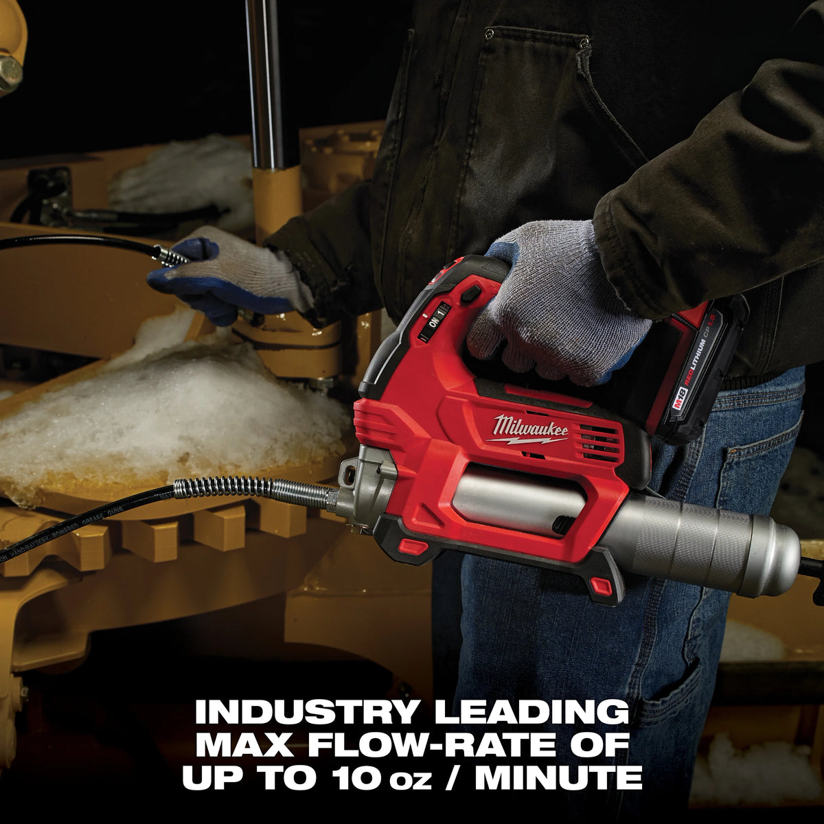 Milwaukee M18 18-Volt Lithium-Ion Cordless 2-Speed Grease Gun with M18 5.0Ah Battery, 48 in. Hose