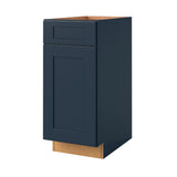 allen + roth Port 15-in W x 34.5-in H x 24-in D Navy 1-Drawer Base Fully Assembled Cabinet (Flat Panel Shaker Style)