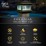 Classy Caps 4-in x 4-in 5-Lumen 1-Watt Black Solar LED Outdoor Post Cap Light (5000 K)