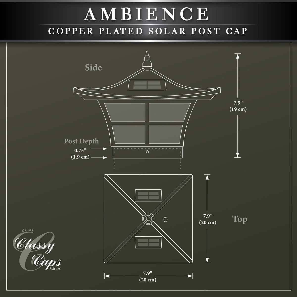 Classy Caps 4-in x 4-in 6-Lumen 1-Watt Electroplated Copper Solar LED Outdoor Post Cap Light (3000 K)