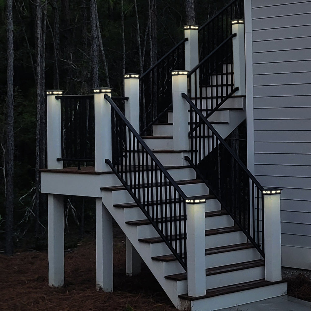 Classy Caps 6-in x 6-in 10-Lumen 0.2-Watt Black Solar LED Outdoor Post Cap Light (2700 K)