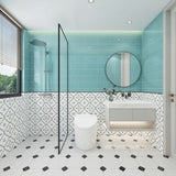 Giorbello (Sample) 6x12 glass subway tiles Teal 6-in x 12-in Glossy Glass Brick Subway Wall Tile