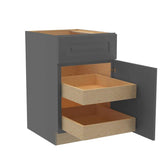 Home Decorators Collection Grayson 21 in. W x 24 in. D x 34.5 in. H Assembled Plywood Base Kitchen Cabinet in Deep Onyx with 2ROT Cutlery RH