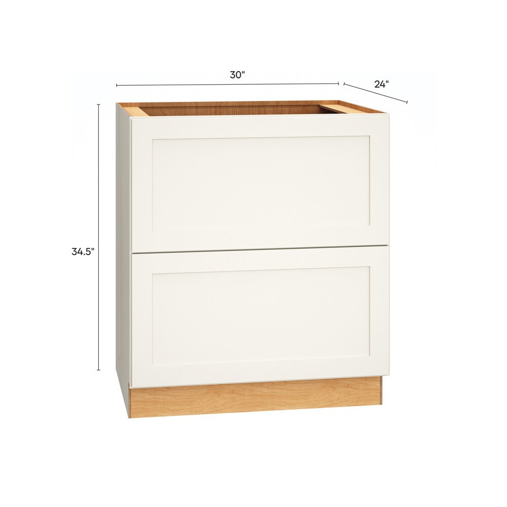 Diamond Express Jamestown 30-in W x 34.5-in H x 24-in D White 2-Drawer Base Fully Assembled Plywood Cabinet (Recessed Panel Shaker Style)