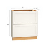 Diamond Express Jamestown 30-in W x 34.5-in H x 24-in D White 2-Drawer Base Fully Assembled Plywood Cabinet (Recessed Panel Shaker Style)