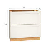 Diamond Express Jamestown 36-in W x 34.5-in H x 24-in D White 2-Drawer Base Fully Assembled Plywood Cabinet (Recessed Panel Shaker Style)