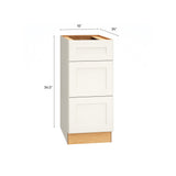 Diamond Express Jamestown 15-in W x 34.5-in H x 24-in D White 3-Drawer Base Fully Assembled Plywood Cabinet (Recessed Panel Shaker Style)
