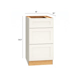 Diamond Express Jamestown 18-in W x 34.5-in H x 24-in D White 3-Drawer Base Fully Assembled Plywood Cabinet (Recessed Panel Shaker Style)