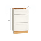 Diamond Express Jamestown 21-in W x 34.5-in H x 24-in D White 3-Drawer Base Fully Assembled Plywood Cabinet (Recessed Panel Shaker Style)