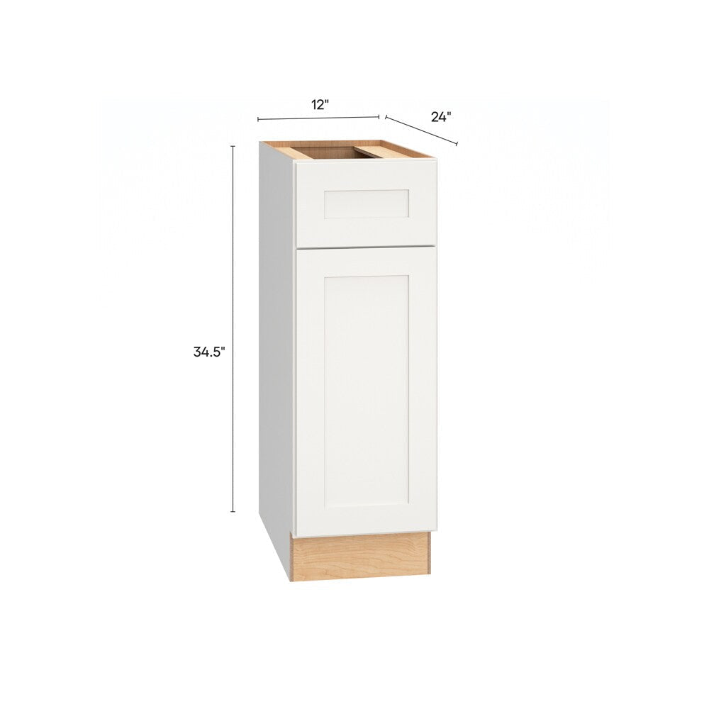 Diamond Express Jamestown 12-in W x 34.5-in H x 24-in D White 1-Drawer Base Fully Assembled Plywood Cabinet (Recessed Panel Shaker Style)