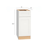 Diamond Express Jamestown 15-in W x 34.5-in H x 24-in D White 1-Drawer Base Fully Assembled Plywood Cabinet (Recessed Panel Shaker Style)