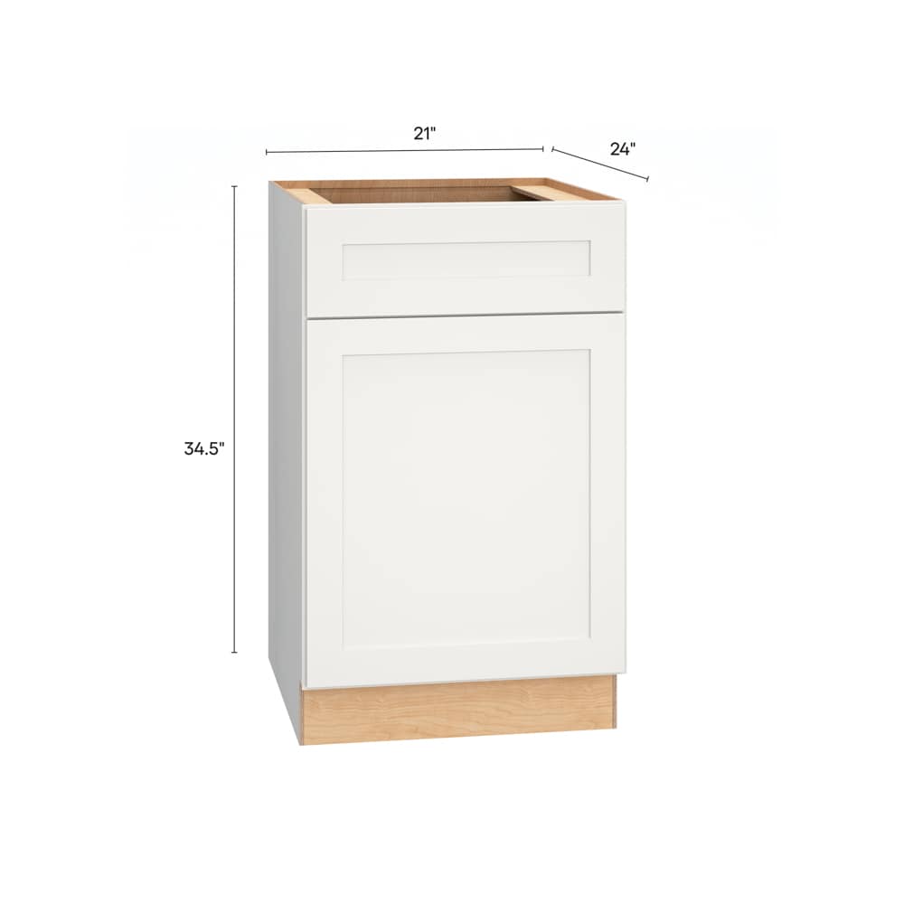 Diamond Express Jamestown 21-in W x 34.5-in H x 24-in D White 1-Drawer Base Fully Assembled Plywood Cabinet (Recessed Panel Shaker Style)