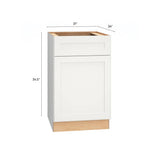 Diamond Express Jamestown 21-in W x 34.5-in H x 24-in D White 1-Drawer Base Fully Assembled Plywood Cabinet (Recessed Panel Shaker Style)