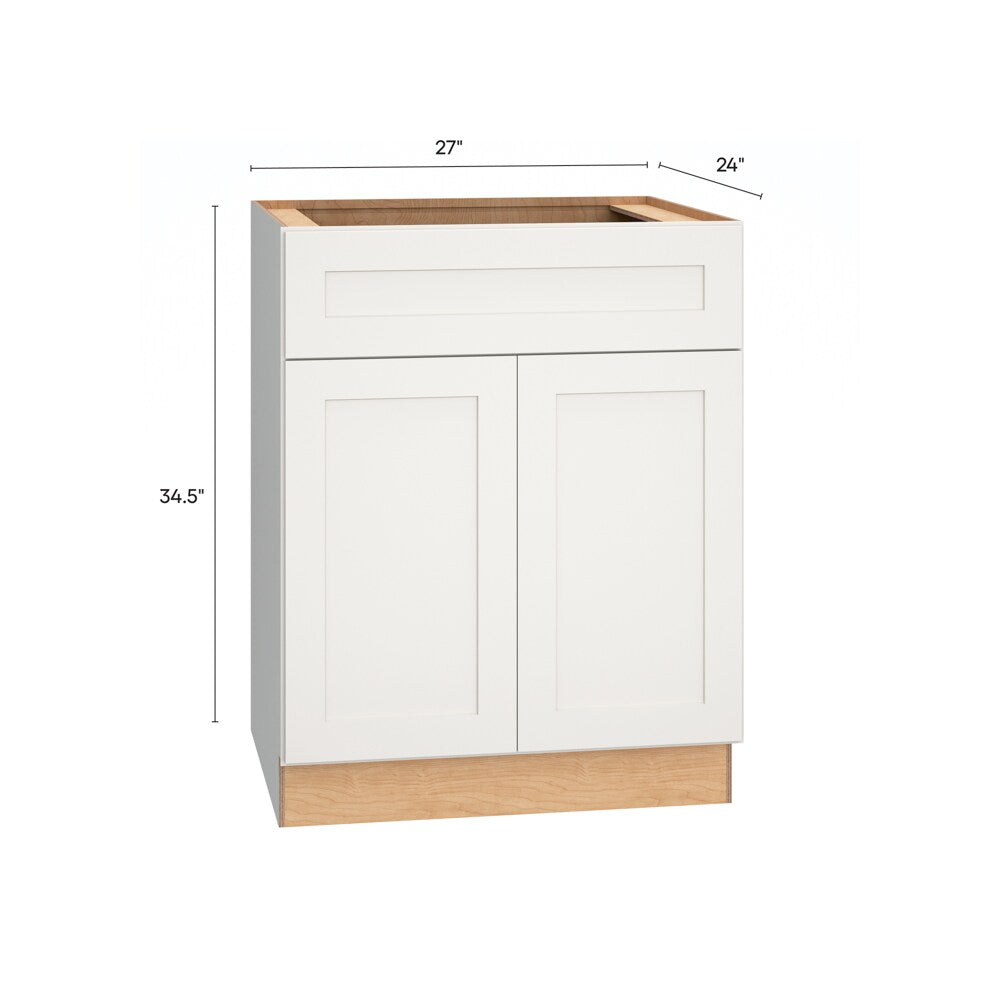 Diamond Express Jamestown 27-in W x 34.5-in H x 24-in D White 1-Drawer Base Fully Assembled Plywood Cabinet (Recessed Panel Shaker Style)
