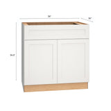 Diamond Express Jamestown 36-in W x 34.5-in H x 24-in D White 1-Drawer Base Fully Assembled Plywood Cabinet (Recessed Panel Shaker Style)