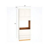 Diamond Express Jamestown 33-in W x 96-in H x 24-in D White 3-Drawers Single Oven Base Fully Assembled Plywood Cabinet (Recessed Panel Shaker Style)