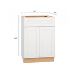 Diamond Express Jamestown 24-in W x 34.5-in H x 24-in D White Sink Base Fully Assembled Plywood Cabinet (Recessed Panel Shaker Style)