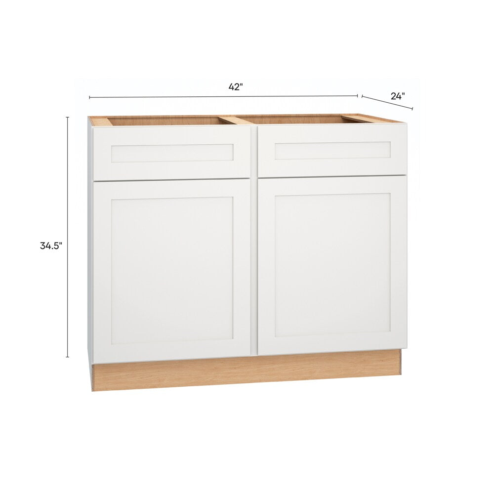 Diamond Express Jamestown 42-in W x 34.5-in H x 24-in D White Sink Base Fully Assembled Plywood Cabinet (Recessed Panel Shaker Style)
