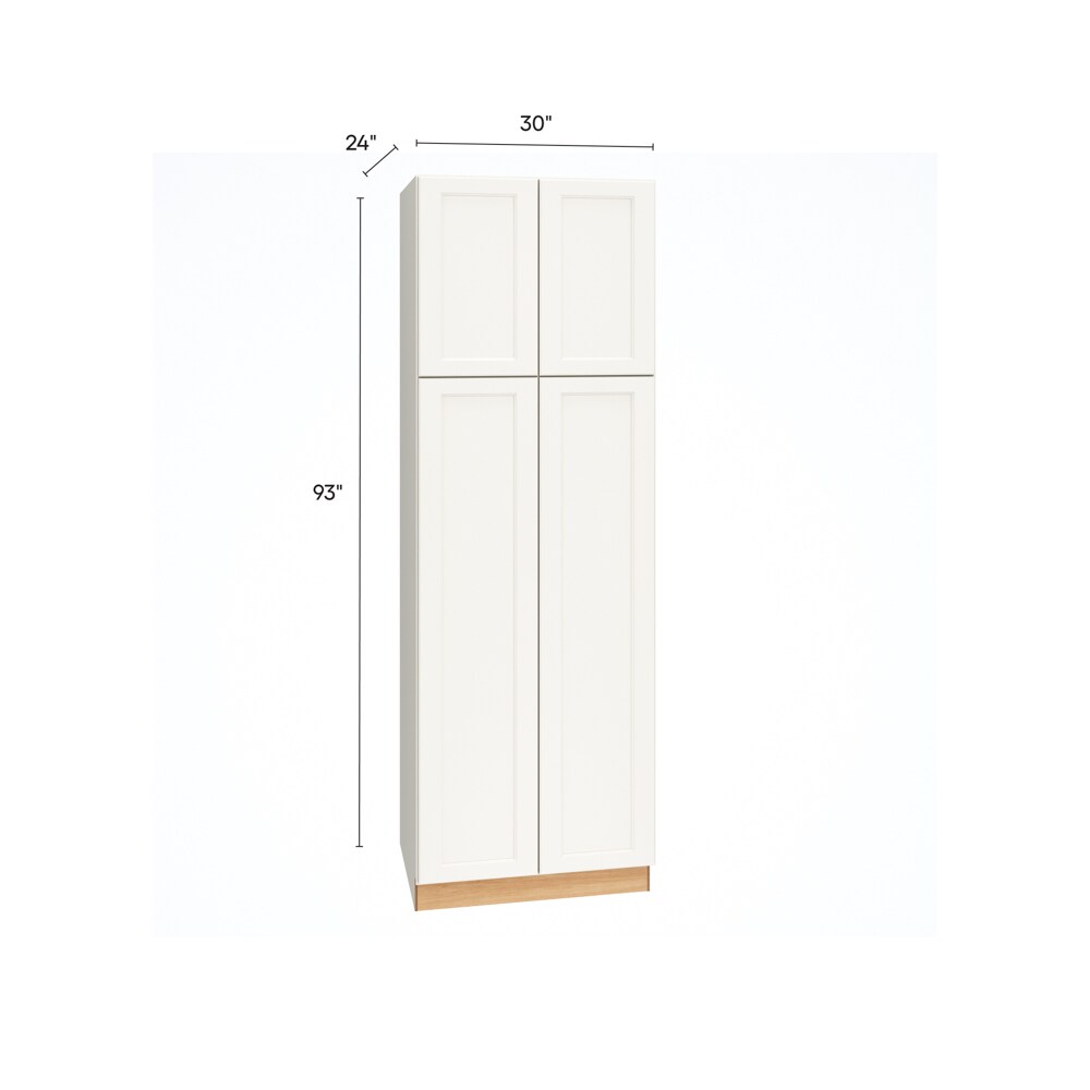 Diamond Express Jamestown 30-in W x 93-in H x 24-in D White Pantry Fully Assembled Plywood Cabinet (Recessed Panel Shaker Door Style)
