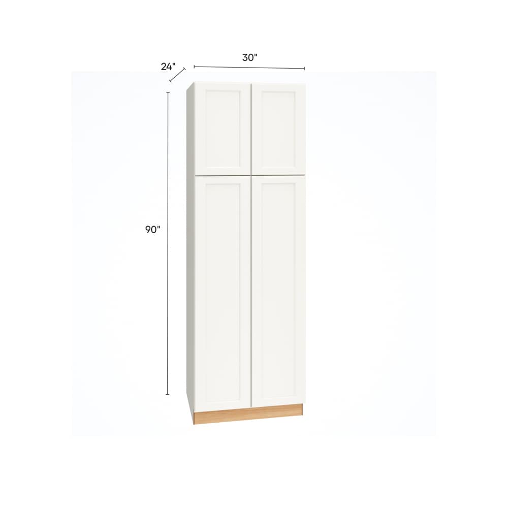 Diamond Express Jamestown 30-in W x 90-in H x 24-in D White Pantry Fully Assembled Plywood Cabinet (Recessed Panel Shaker Door Style)