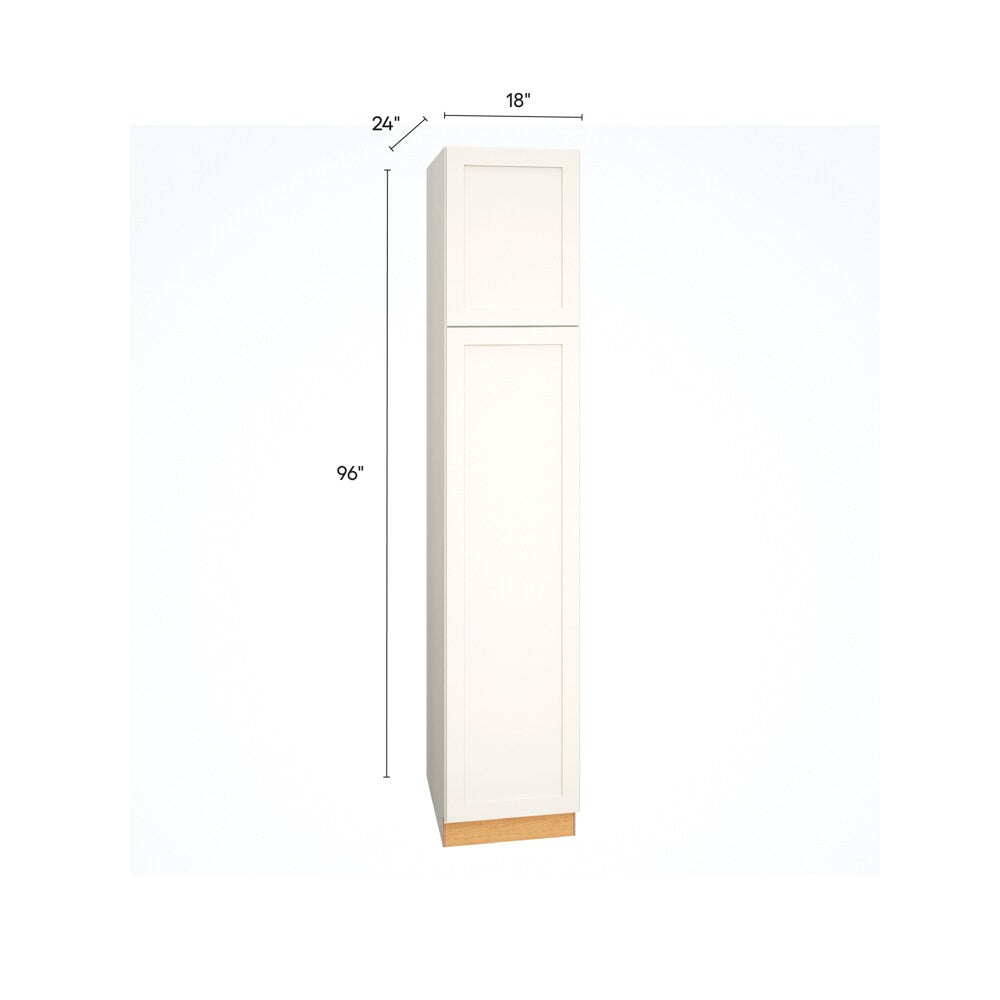 Diamond Express Jamestown 18-in W x 96-in H x 24-in D White Pantry Fully Assembled Plywood Cabinet (Recessed Panel Shaker Door Style)
