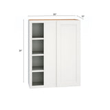 Diamond Express Jamestown 30-in W x 39-in H x 12-in D White Blind Corner Wall Fully Assembled Plywood Cabinet (Recessed Panel Shaker Style)