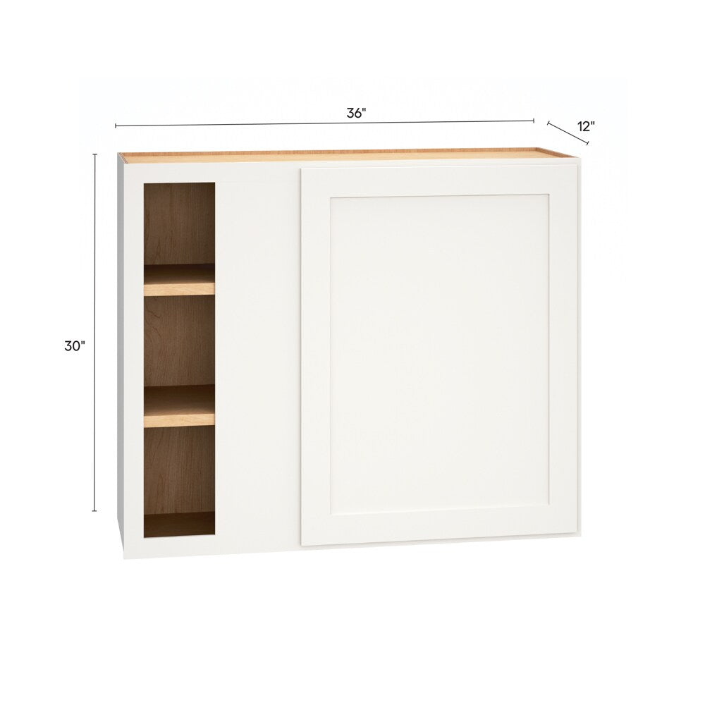 Diamond Express Jamestown 36-in W x 30-in H x 12-in D White Blind Corner Wall Fully Assembled Plywood Cabinet (Recessed Panel Shaker Style)
