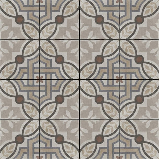 allen + roth Manchester Multicolor 8-in x 8-in Glazed Porcelain Encaustic Floor and Wall Tile (0.42-sq. ft/ Piece)