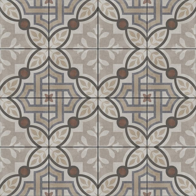 allen + roth Manchester Multicolor 8-in x 8-in Glazed Porcelain Encaustic Floor and Wall Tile (0.42-sq. ft/ Piece)
