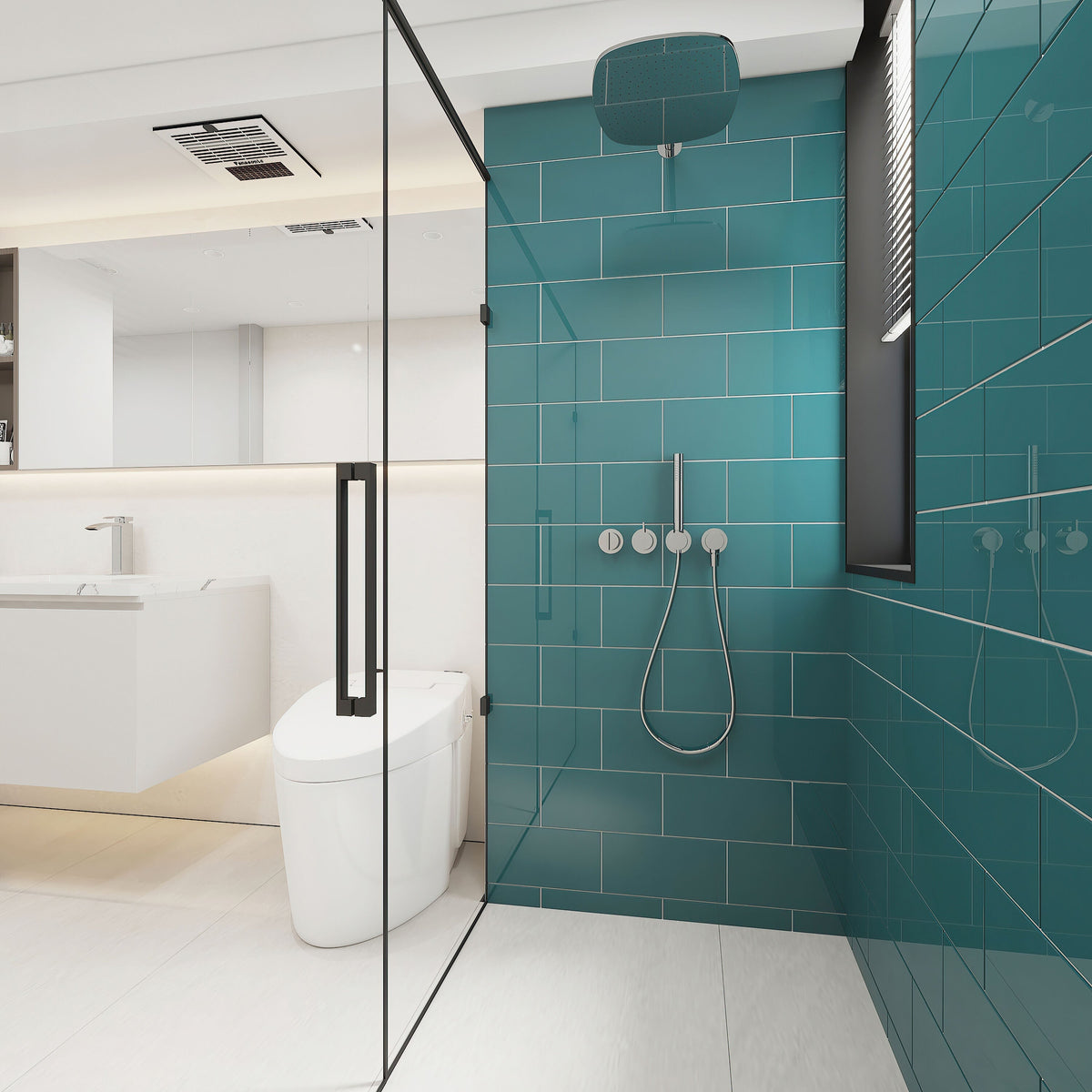 Giorbello Classic Premium Dark Teal 6-in x 12-in Glossy Glass Subway Wall Tile (5-sq. ft/ Carton)