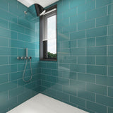Giorbello Classic Premium Dark Teal 6-in x 12-in Glossy Glass Subway Wall Tile (5-sq. ft/ Carton)