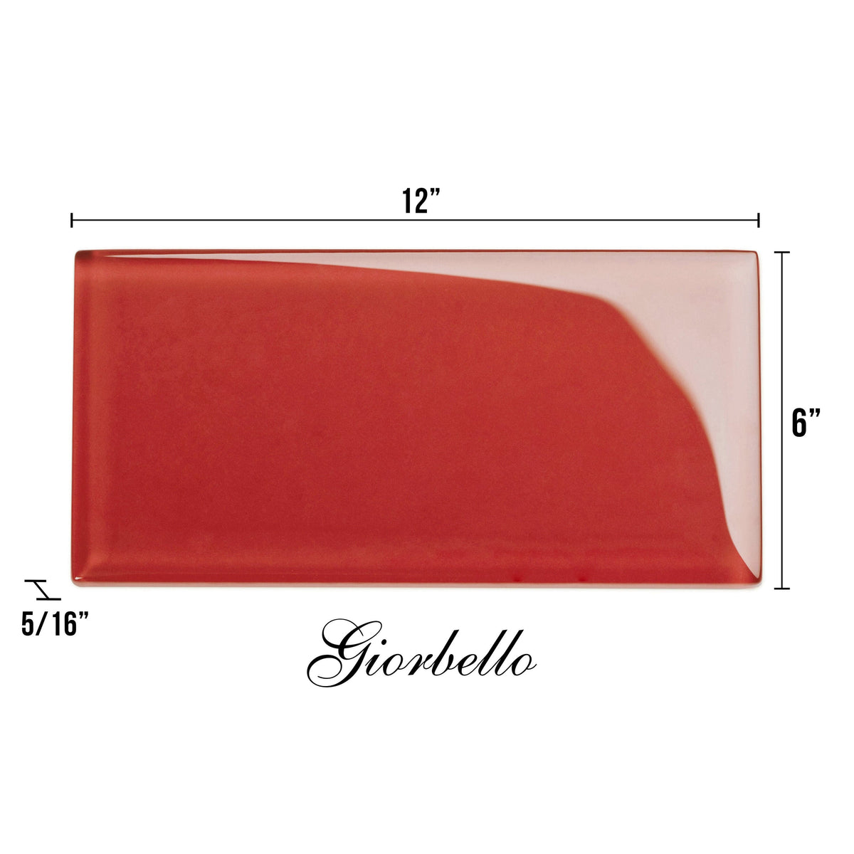 Giorbello (Sample) 6x12 Glass Subway Tiles Ruby Red 6-in x 12-in Glossy Glass Brick Subway Wall Tile