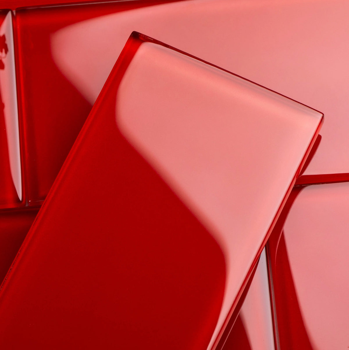 Giorbello (Sample) 6x12 Glass Subway Tiles Ruby Red 6-in x 12-in Glossy Glass Brick Subway Wall Tile