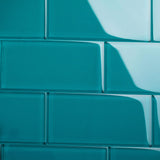 Giorbello Classic Premium Dark Teal 6-in x 12-in Glossy Glass Subway Wall Tile (5-sq. ft/ Carton)