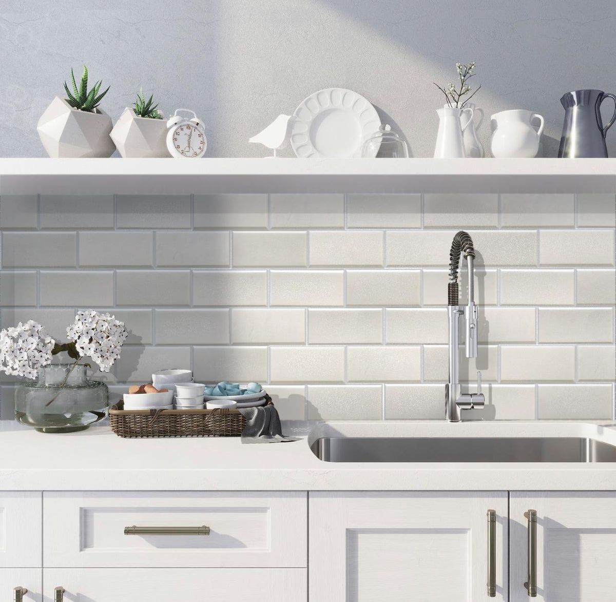 Apollo Tile (Sample) Wall Tile White 4-in x 6-in Polished Marble Subway Wall Tile