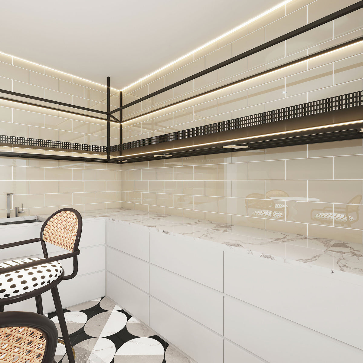 Giorbello (Sample) 6x12 Glass Subway Tiles Light Taupe 6-in x 12-in Glossy Glass Brick Subway Wall Tile