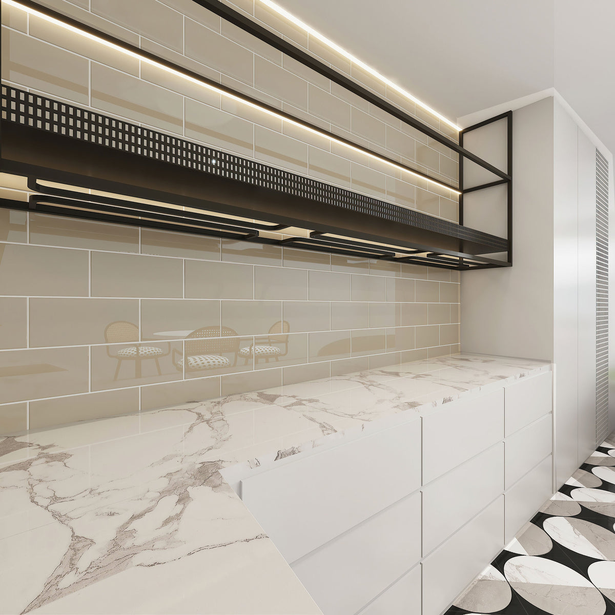 Giorbello (Sample) 6x12 Glass Subway Tiles Light Taupe 6-in x 12-in Glossy Glass Brick Subway Wall Tile