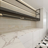 Giorbello (Sample) 6x12 Glass Subway Tiles Light Taupe 6-in x 12-in Glossy Glass Brick Subway Wall Tile