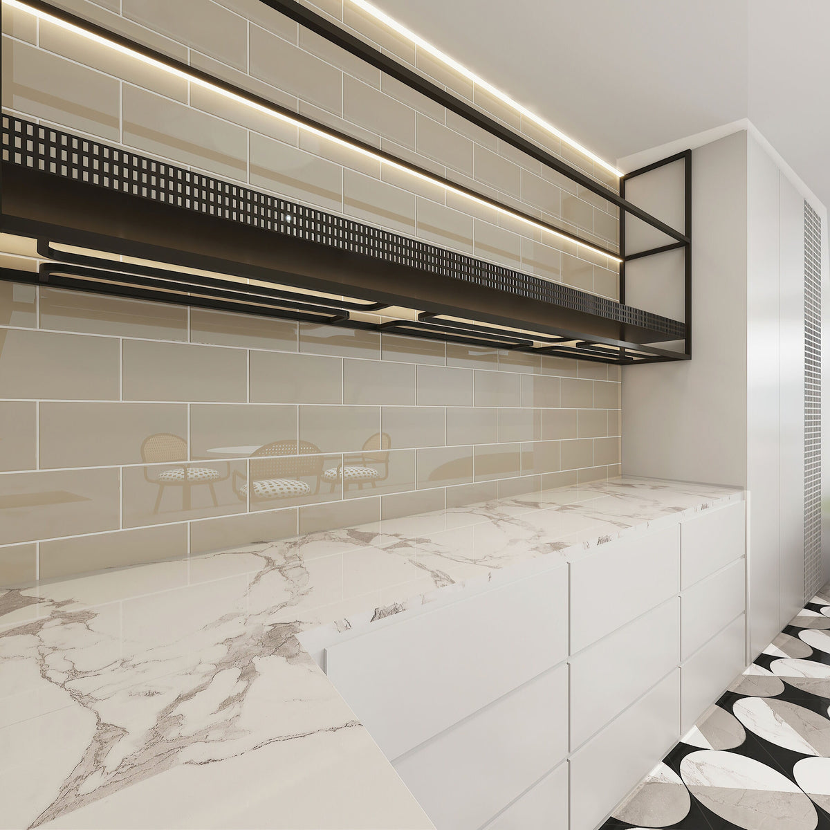 Giorbello Classic Premium Light Taupe 6-in x 12-in Glossy Glass Subway Wall Tile (5-sq. ft/ Carton)
