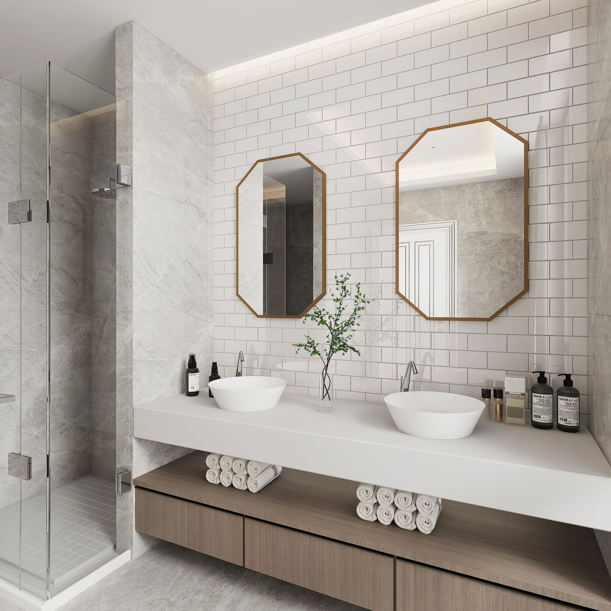 Giorbello (Sample) 3x6 glass subway tiles Agreeable Gray 3-in x 6-in Glossy Glass Brick Subway Wall Tile