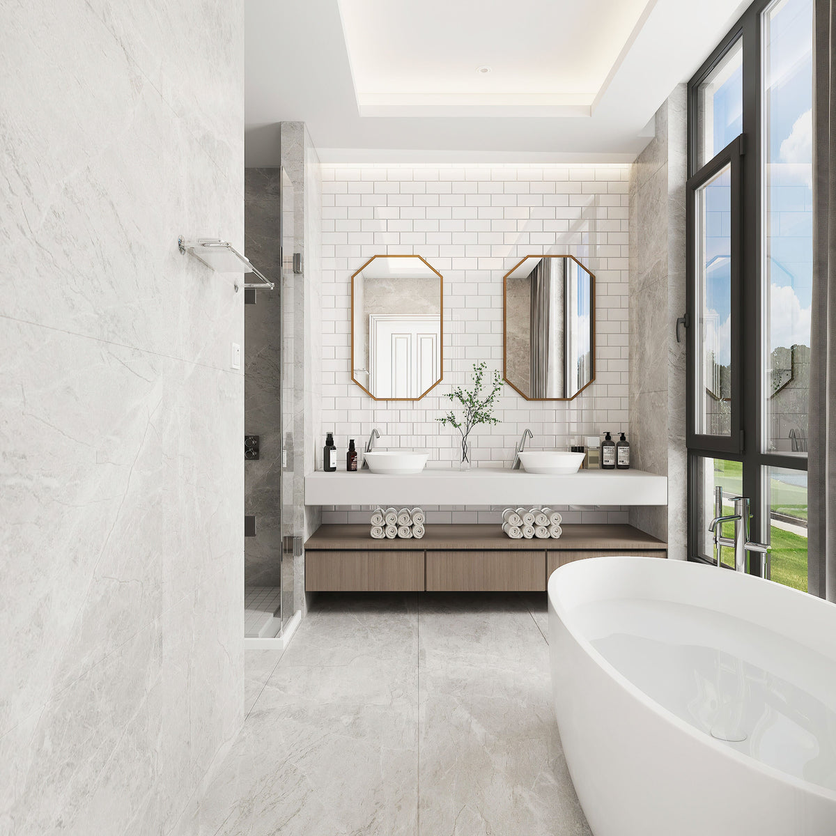 Giorbello (Sample) 3x6 glass subway tiles Agreeable Gray 3-in x 6-in Glossy Glass Brick Subway Wall Tile