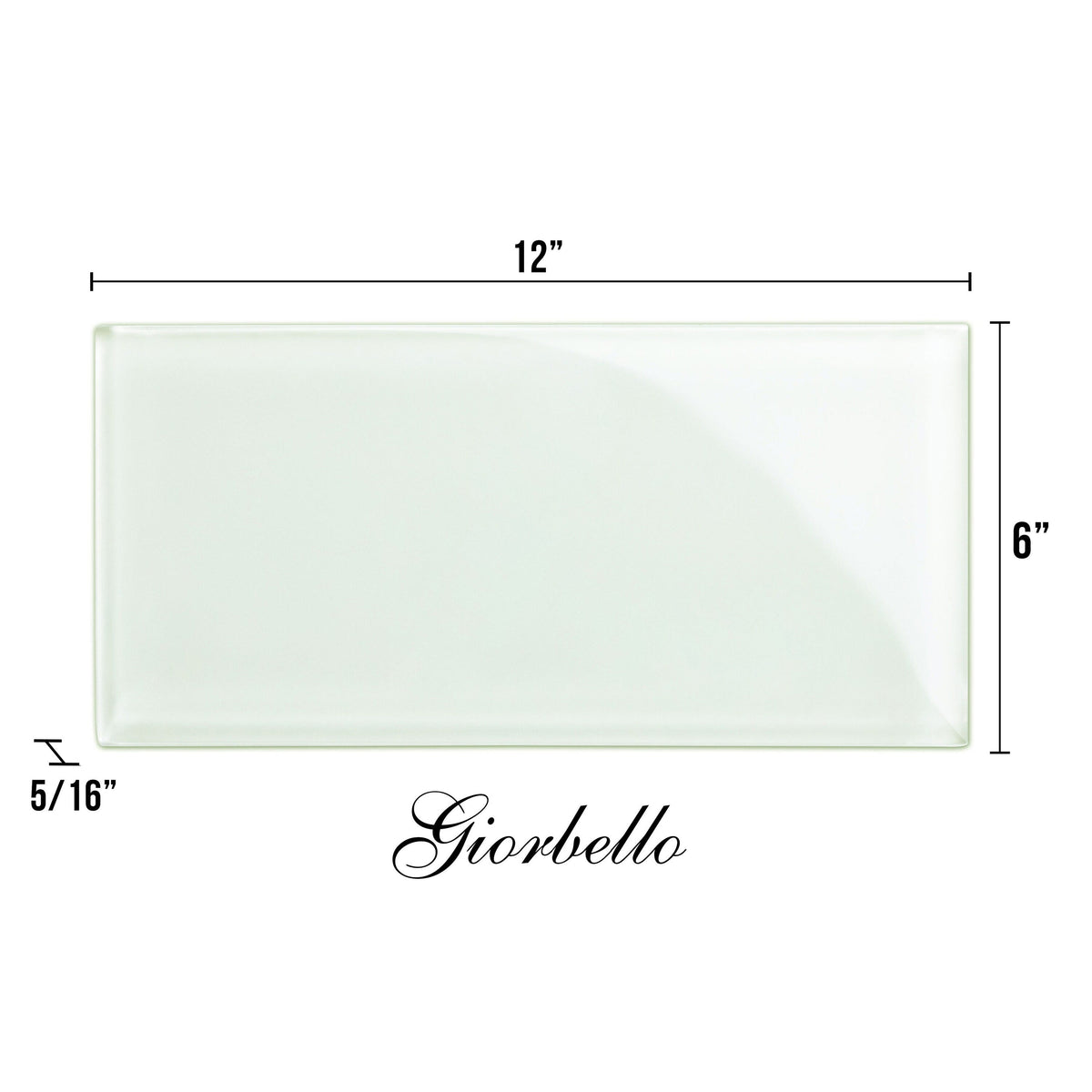 Giorbello Classic Premium Dove White 6-in x 12-in Glossy Glass Subway Wall Tile (5-sq. ft/ Carton)