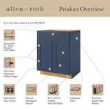 allen + roth Port 27-in W x 34.5-in H x 24-in D Navy 1-Drawer Base Fully Assembled Cabinet (Flat Panel Shaker Style)
