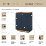 allen + roth Port 24-in W x 34.5-in H x 24-in D Navy 1-Drawer Base Fully Assembled Cabinet (Flat Panel Shaker Style)