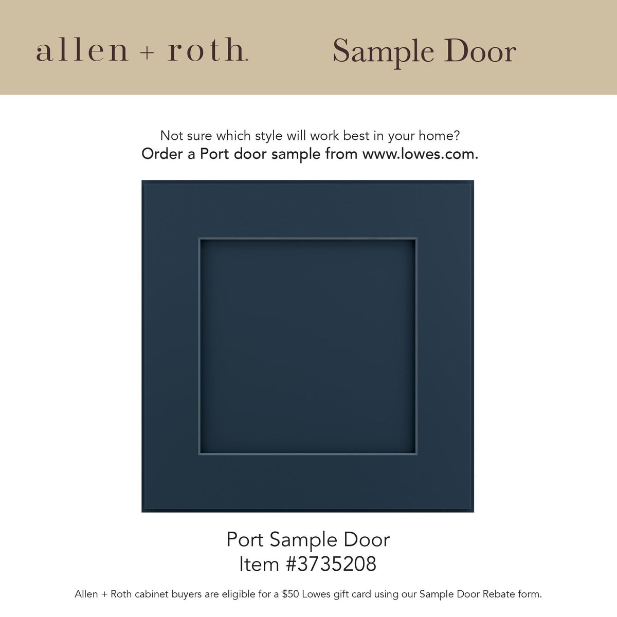 allen + roth Port 39-in W x 34.5-in H x 24-in D Navy Blind 1-Drawer Base Fully Assembled Cabinet (Flat Panel Shaker Style)