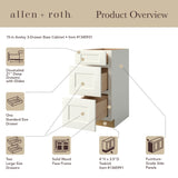 allen + roth Aveley 15-in W x 34.5-in H x 24-in D Linen 3-Drawer Base Fully Assembled Cabinet (Flat Panel Style)