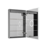 WELLFOR ELIN 20-in x 30-in Lighted LED Fog Free Surface/Recessed Mount Silver Mirrored Soft Close Medicine Cabinet with Outlet