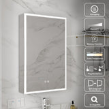 WELLFOR ELIN 20-in x 30-in Lighted LED Fog Free Surface/Recessed Mount Silver Mirrored Soft Close Medicine Cabinet with Outlet