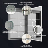 WELLFOR ELIN 20-in x 30-in Lighted LED Fog Free Surface/Recessed Mount Silver Mirrored Soft Close Medicine Cabinet with Outlet