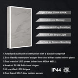 WELLFOR ELIN 20-in x 30-in Lighted LED Fog Free Surface/Recessed Mount Silver Mirrored Soft Close Medicine Cabinet with Outlet